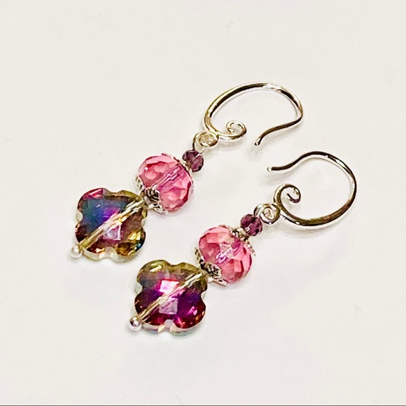 Pretty Pink Tiaria Crystal Earrings - Picture 2 of 8